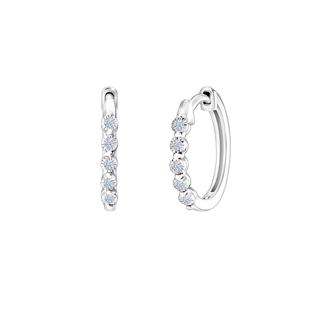 White gold and sale diamond hoop earrings