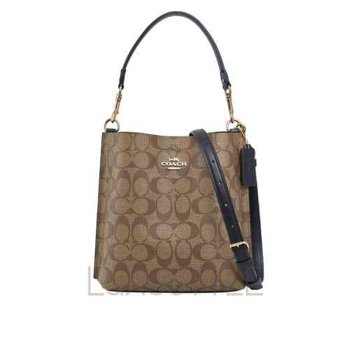 Coach CA582 Mollie Bucket Bag 22 In Signature Canvas In Gold/Brown
