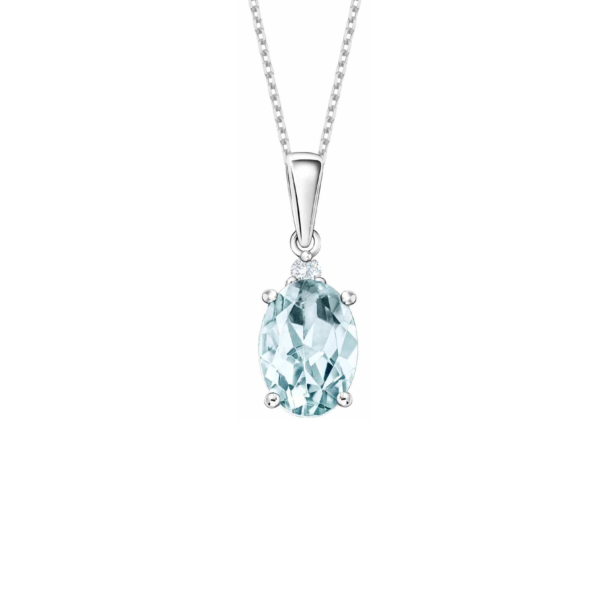 18K White Gold Aquamarine Diamond Pendant - Maxi-Cash
