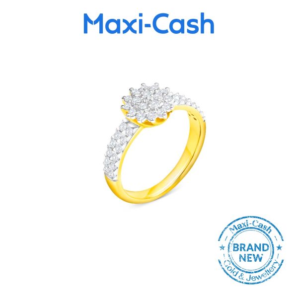 Diamond Sun Burst Ring in 18k Yellow Gold