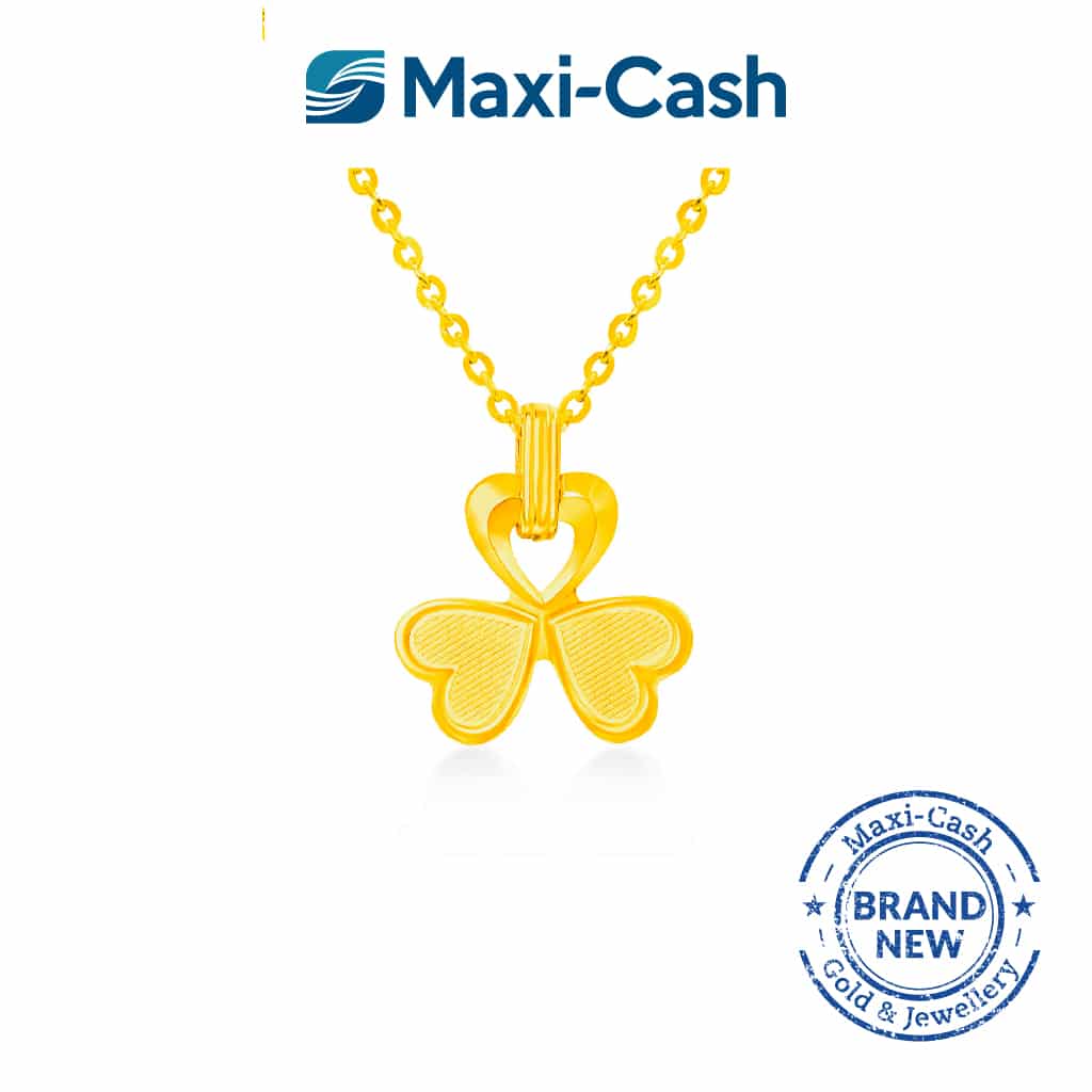 Heart Clover Necklace in 916 Gold