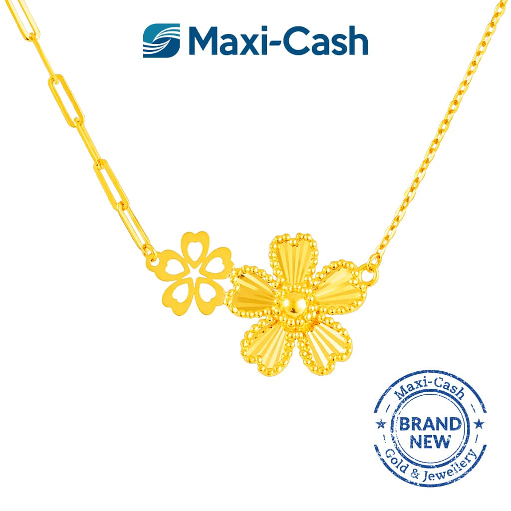 Duet Flora Necklace in 916 Gold