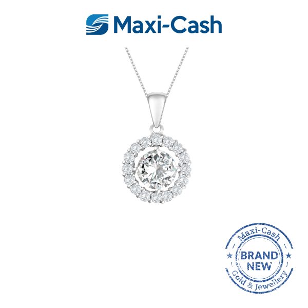 True Carat Diamond Nuevo Round Radiance Pendant in 18k White Gold