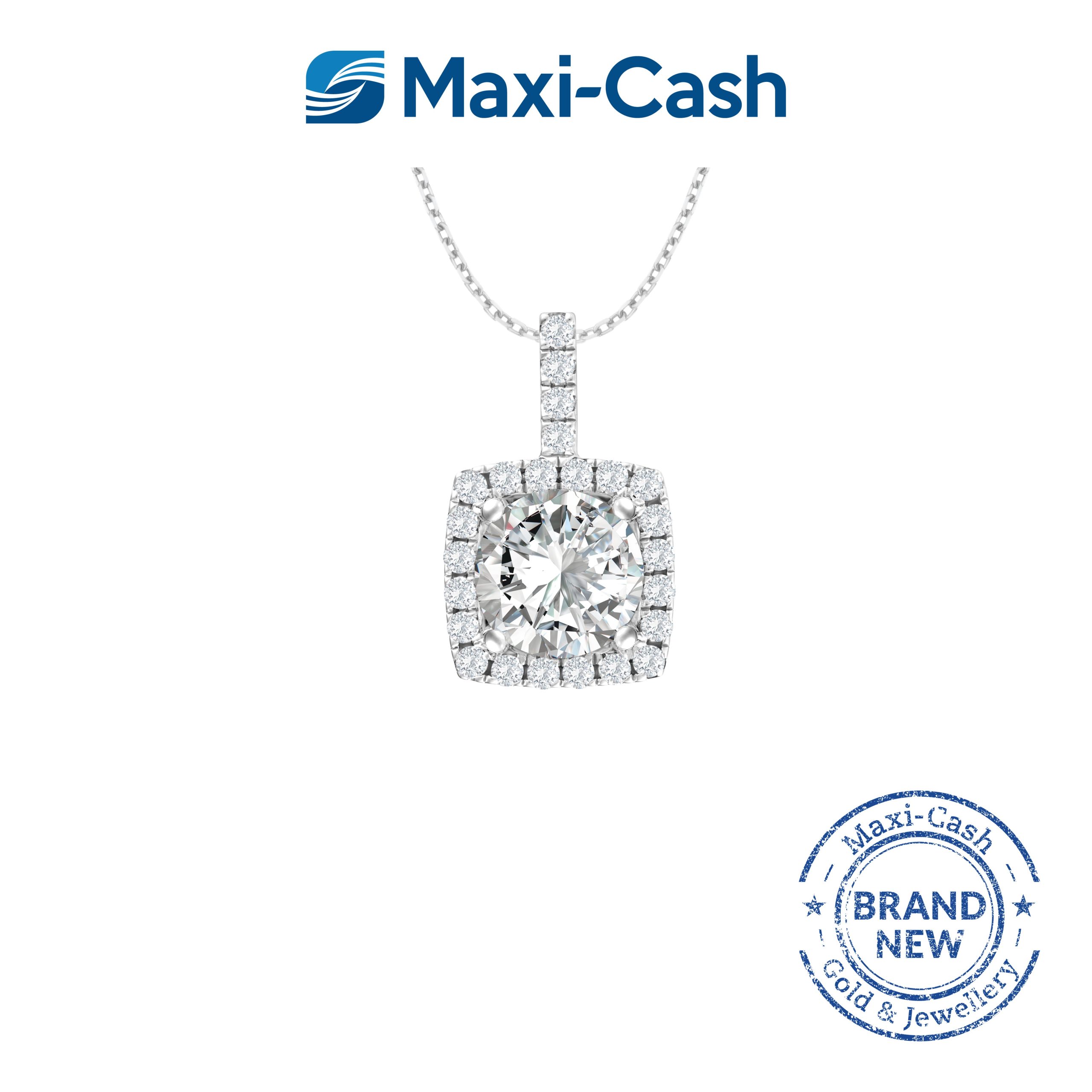 True Carat Diamond Nuevo Square Radiance Pendant in 18K White Gold