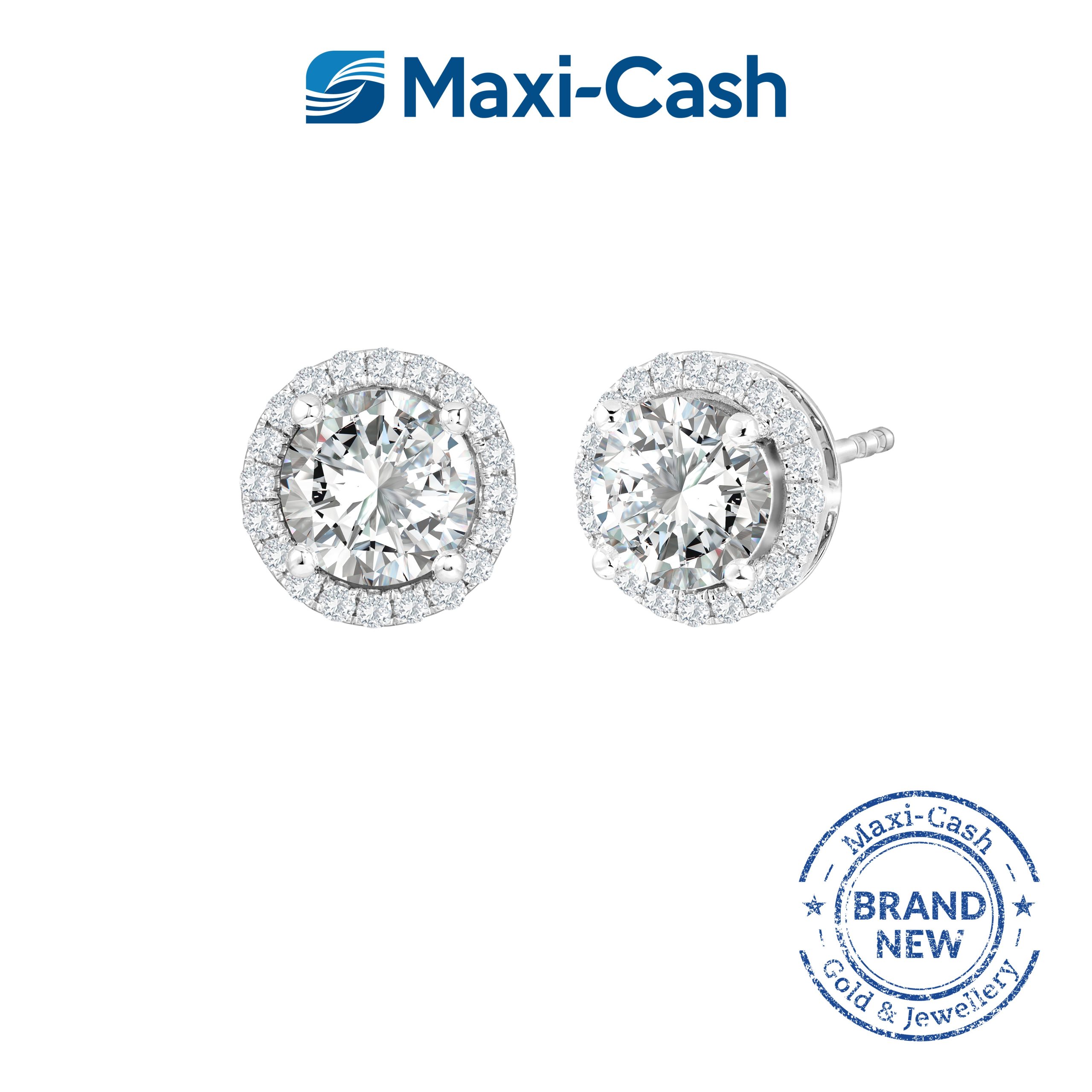 True Carat Diamond Nuevo Round Radiance Earrings in 18K White Gold