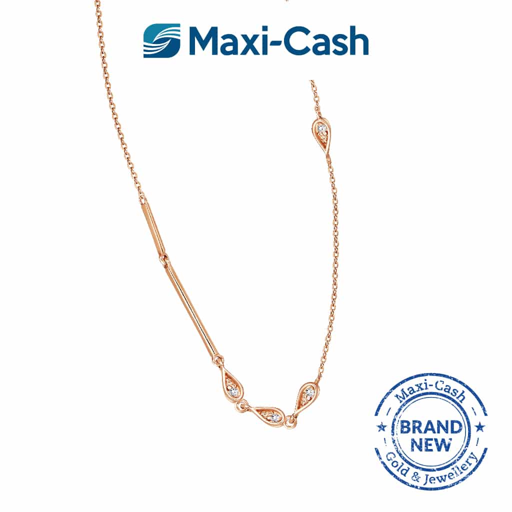 SeoulStyle Diamond Rose Petale Necklace in 14k Rose Gold
