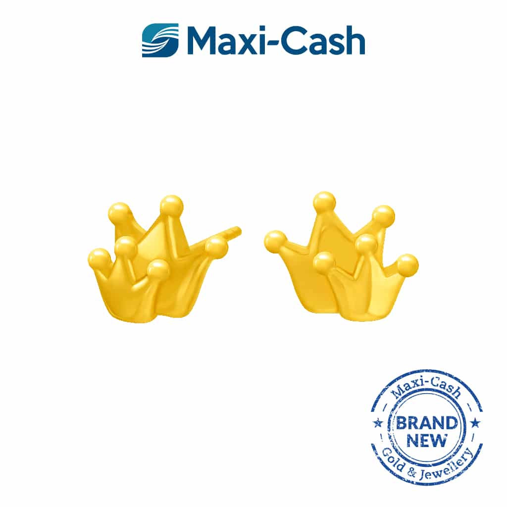 Regal Crowns Earrings in 999 Gold