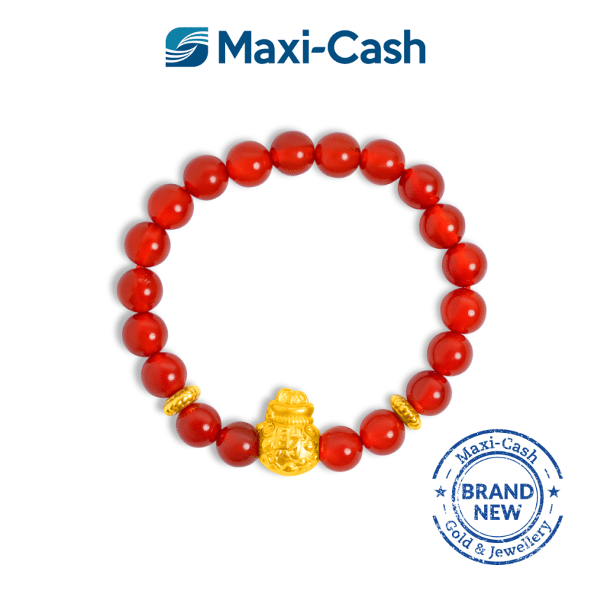 Golden Auspicious Bracelet in 999 Gold (Red Agate)