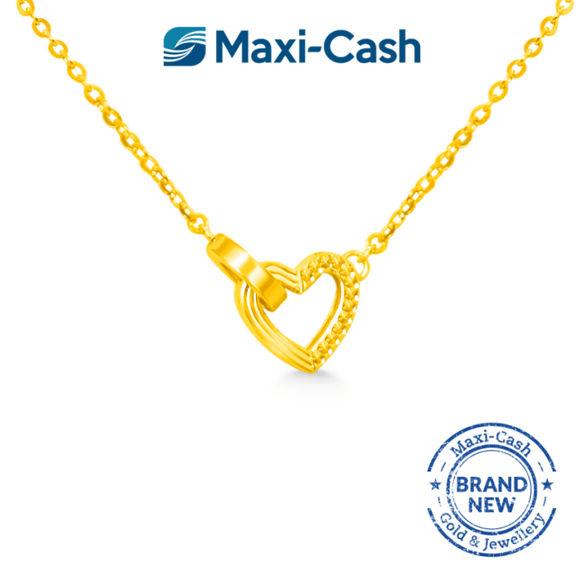 Hearts Interlink Necklace in 916 Gold