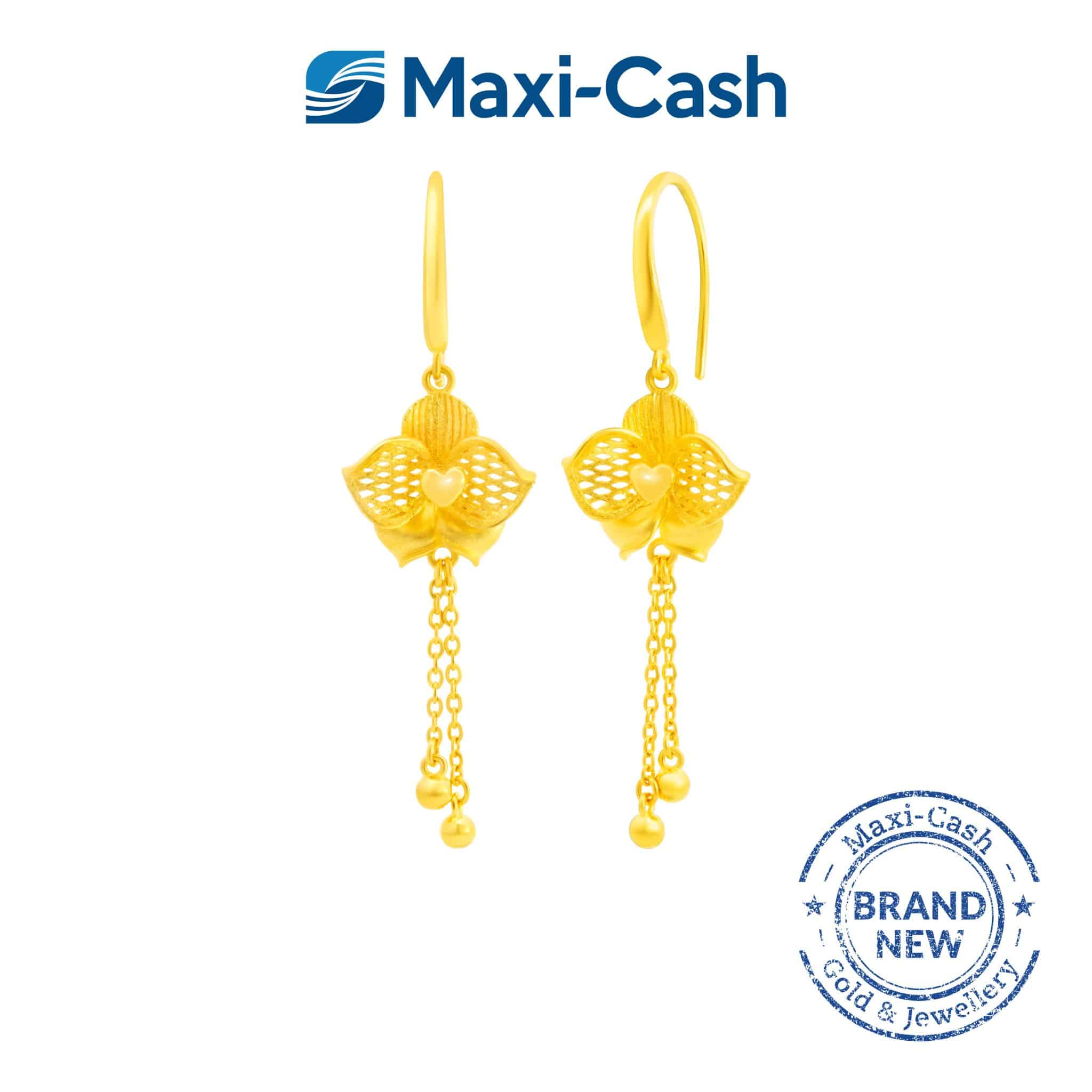 Orchid Elegance Earrings in 999 Gold