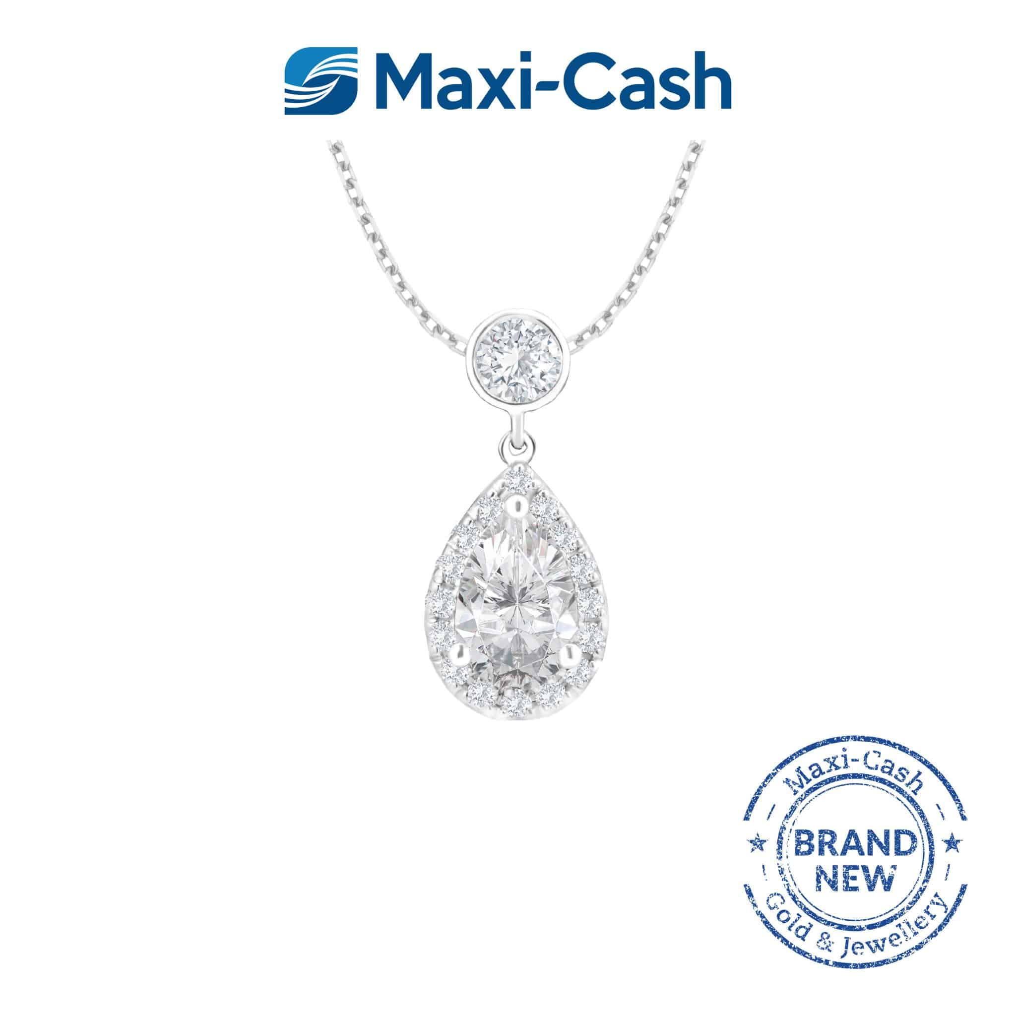 True Carat Diamond Nuevo Pear Radiance Pendant in 18K White Gold