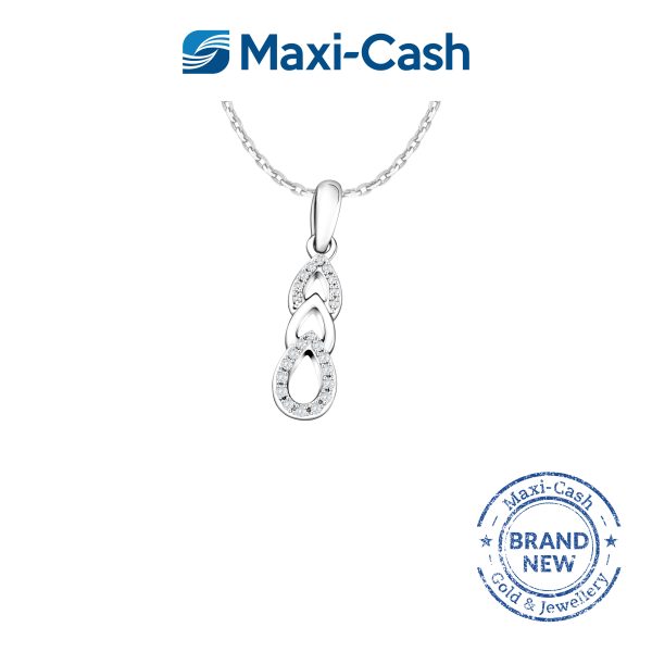 Diamond Trio Link Diamond Pendant in 18K White Gold