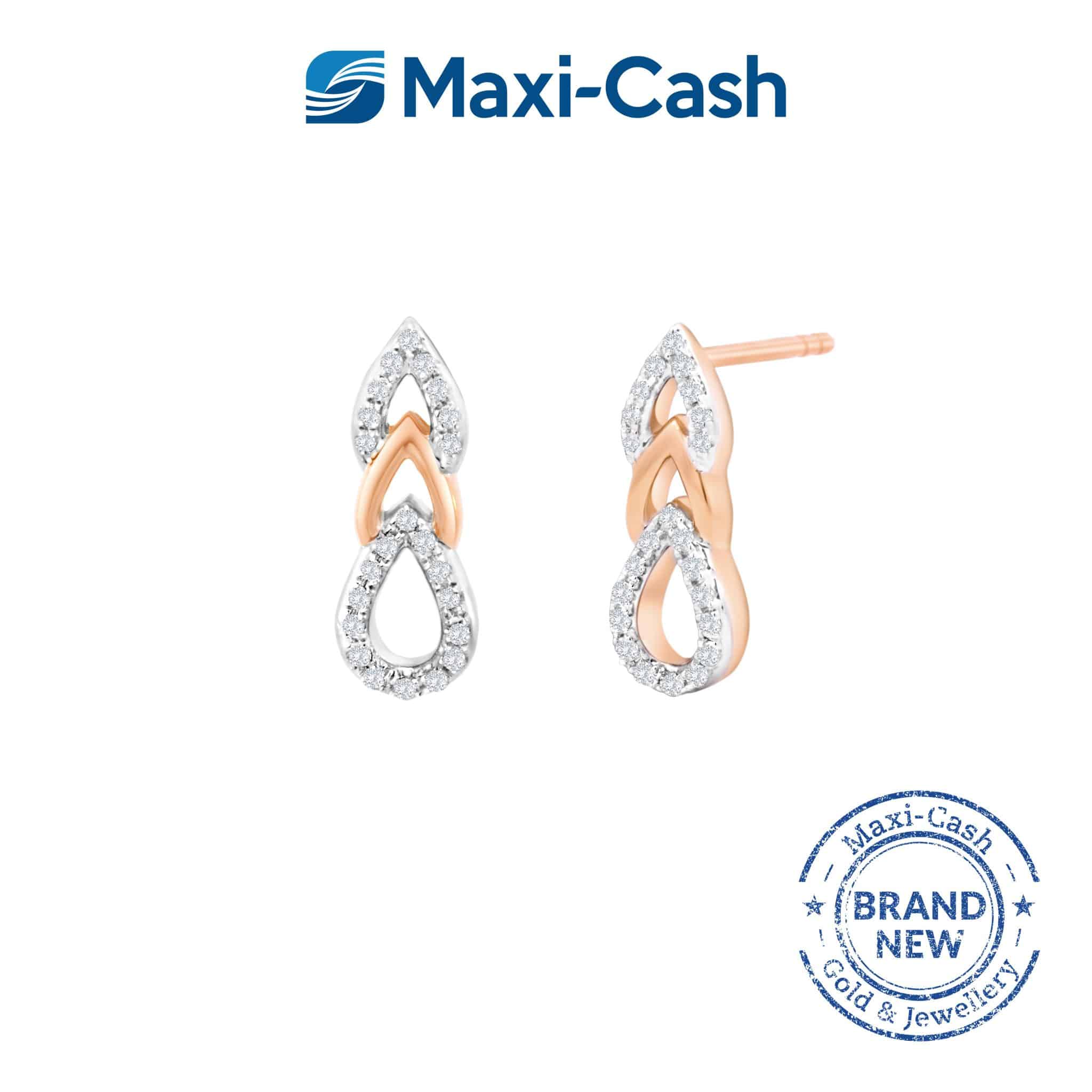 Diamond Trio Link Earrings in 18K Rose Gold