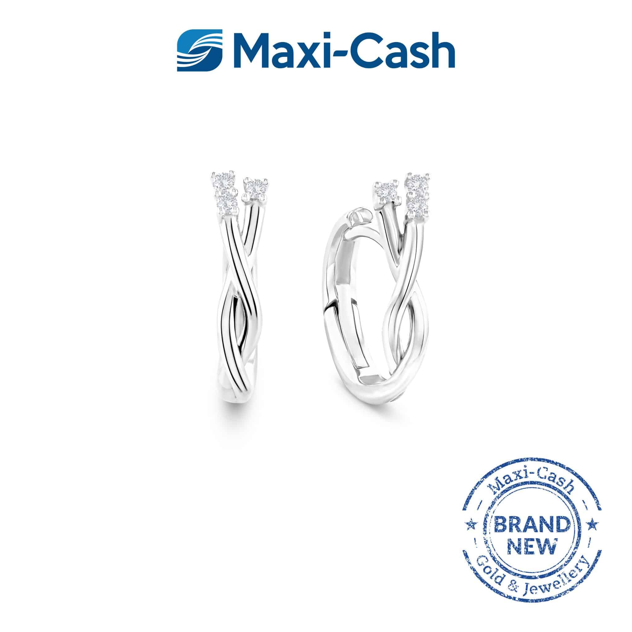 Diamond Intertwined Love Earrings in 14K White Gold