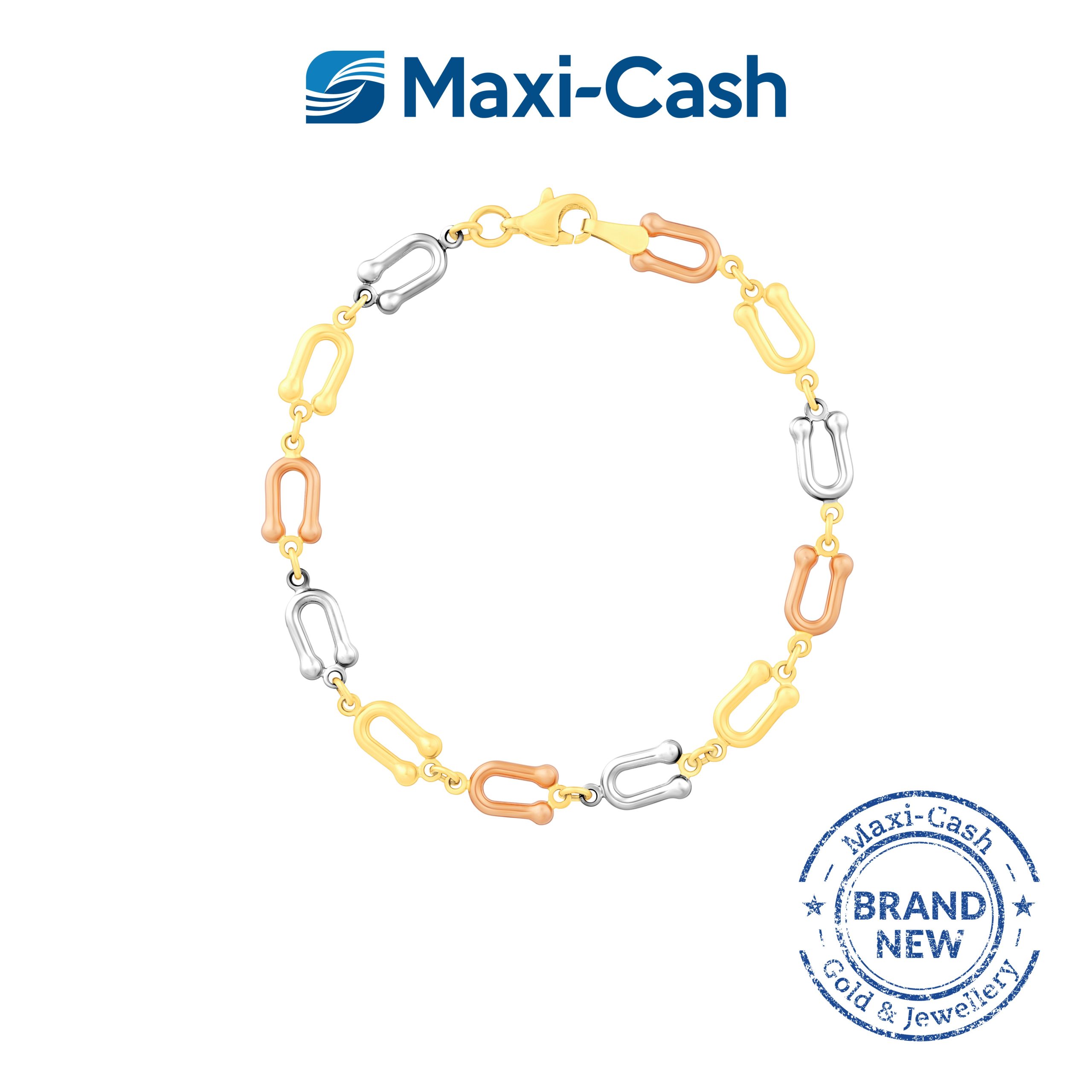 Hard Links Tinkles Bracelet (Trio Colour) in 18K Gold