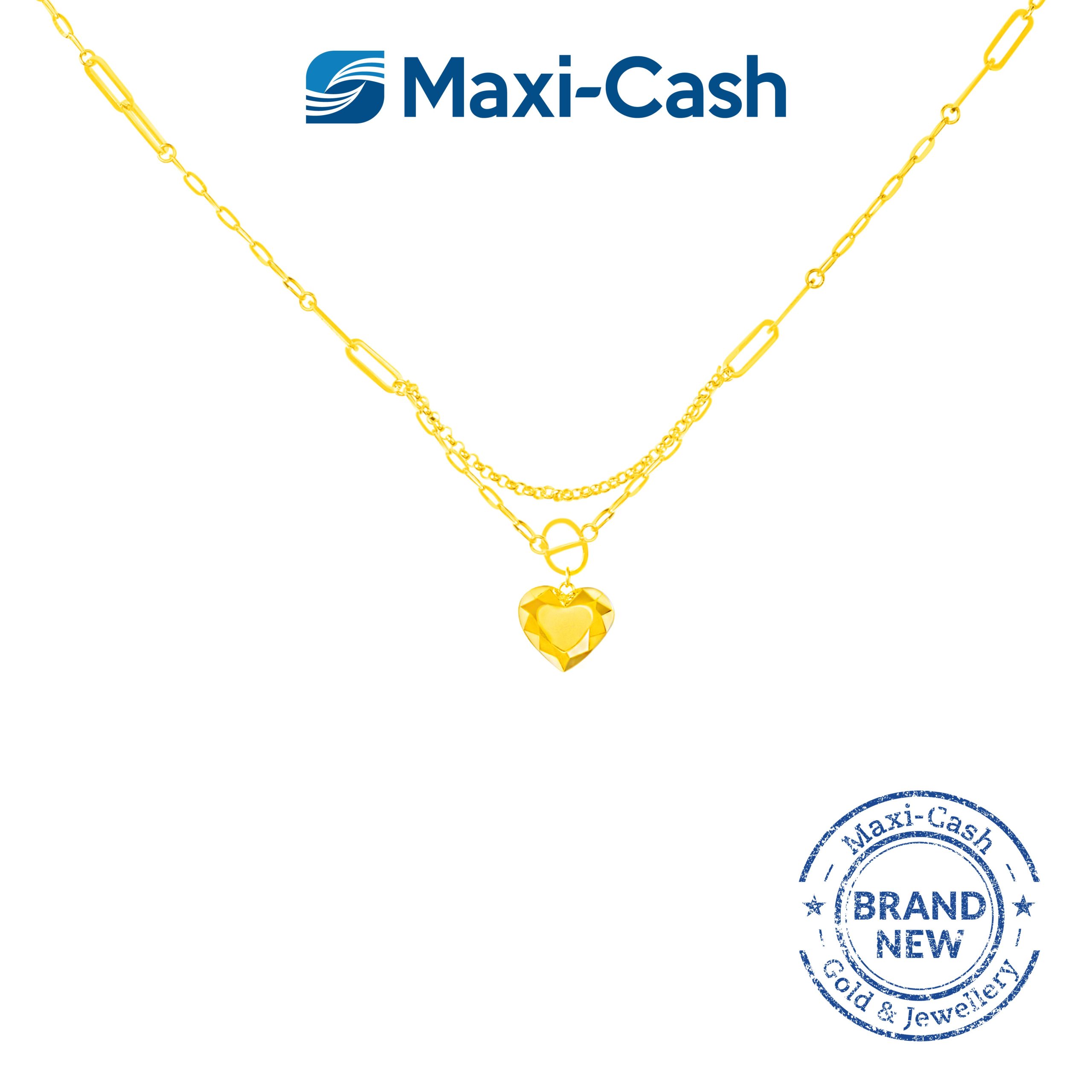 Faceted Heart Necklace in 916 Gold