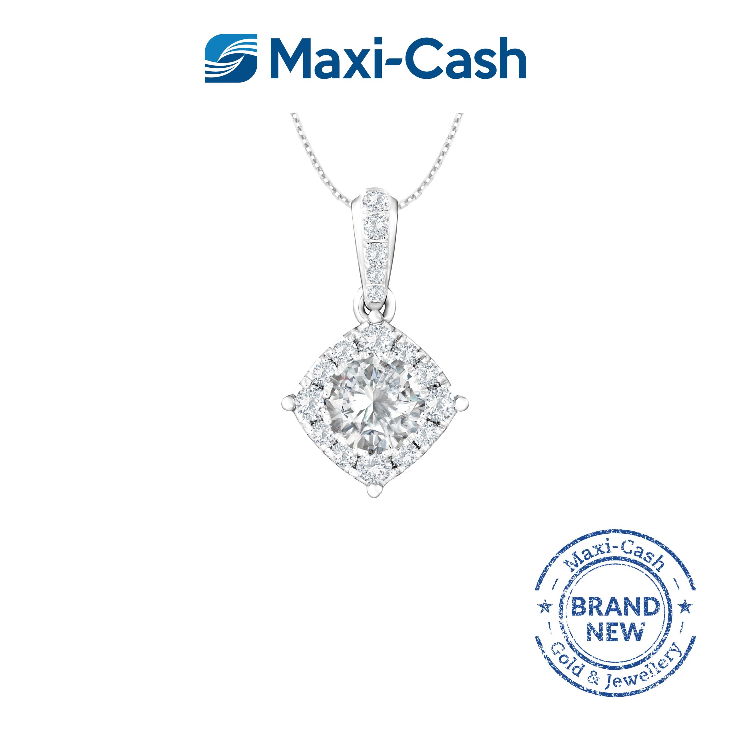 True Carat Diamond Nuevo Round Trilogy Pendant in 18K White Gold