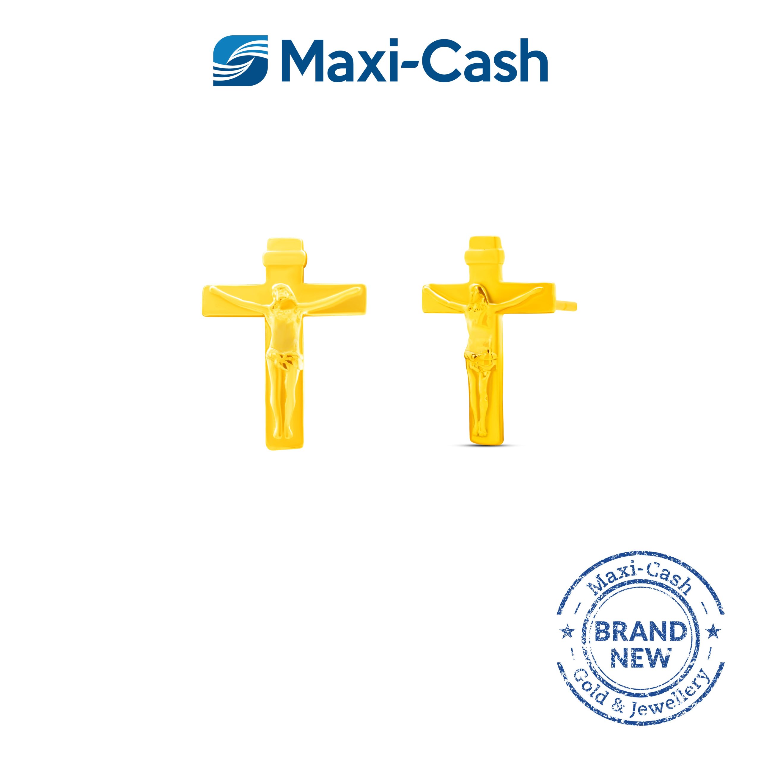 Crucifix Earrings in 916 Gold