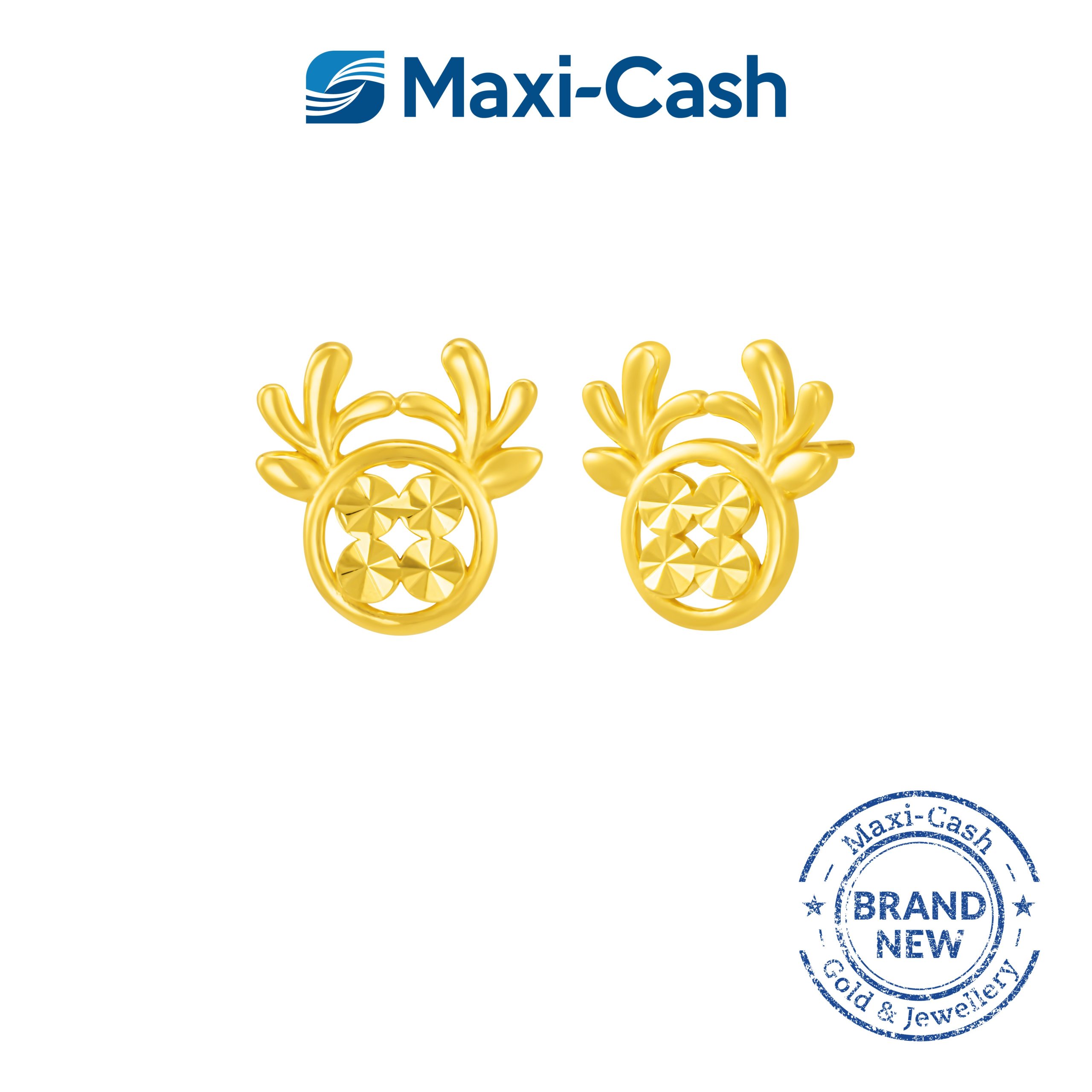 Golden Reindeer Earrings in 916 Gold