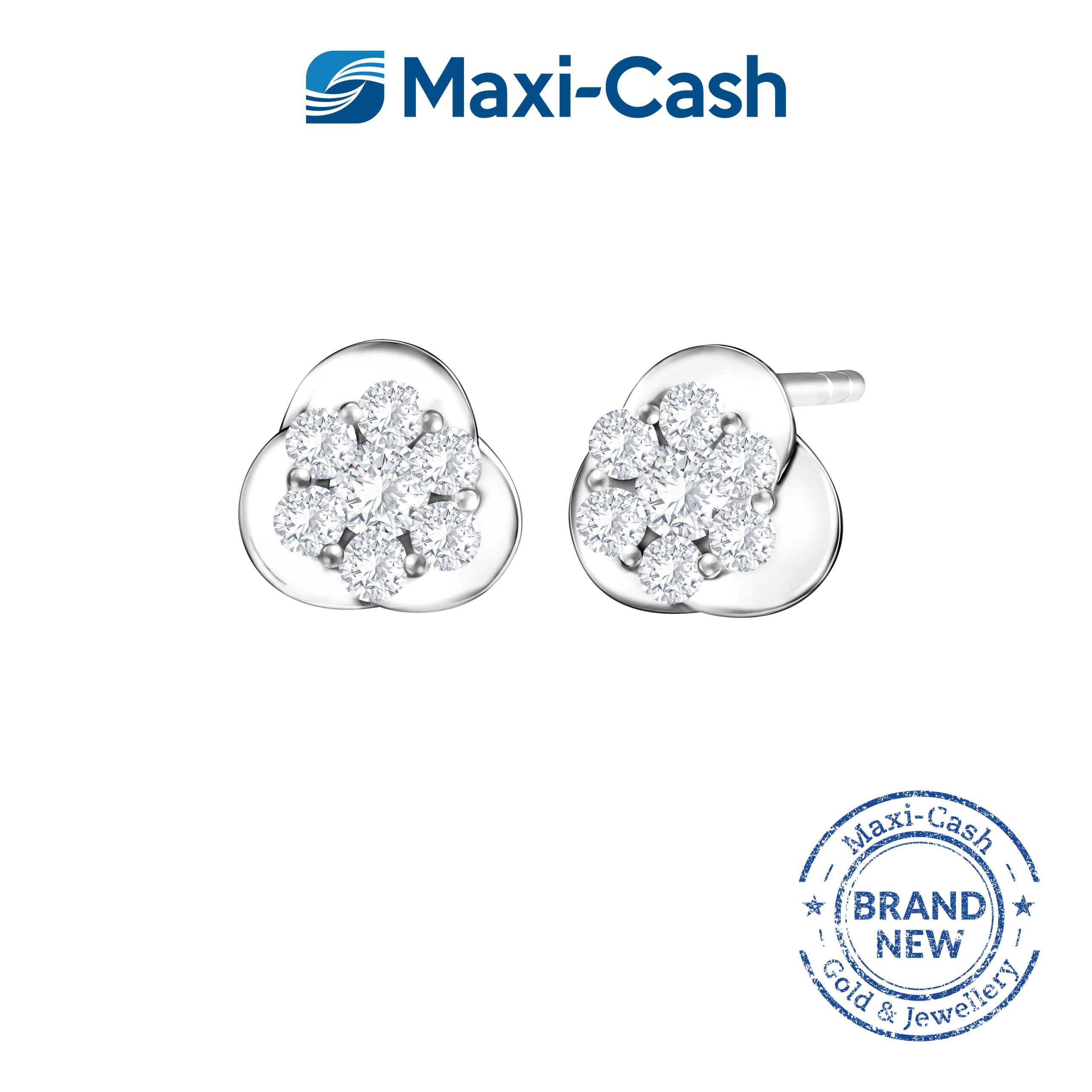 Diamond Trinity Bloom Earrings in 18K White Gold