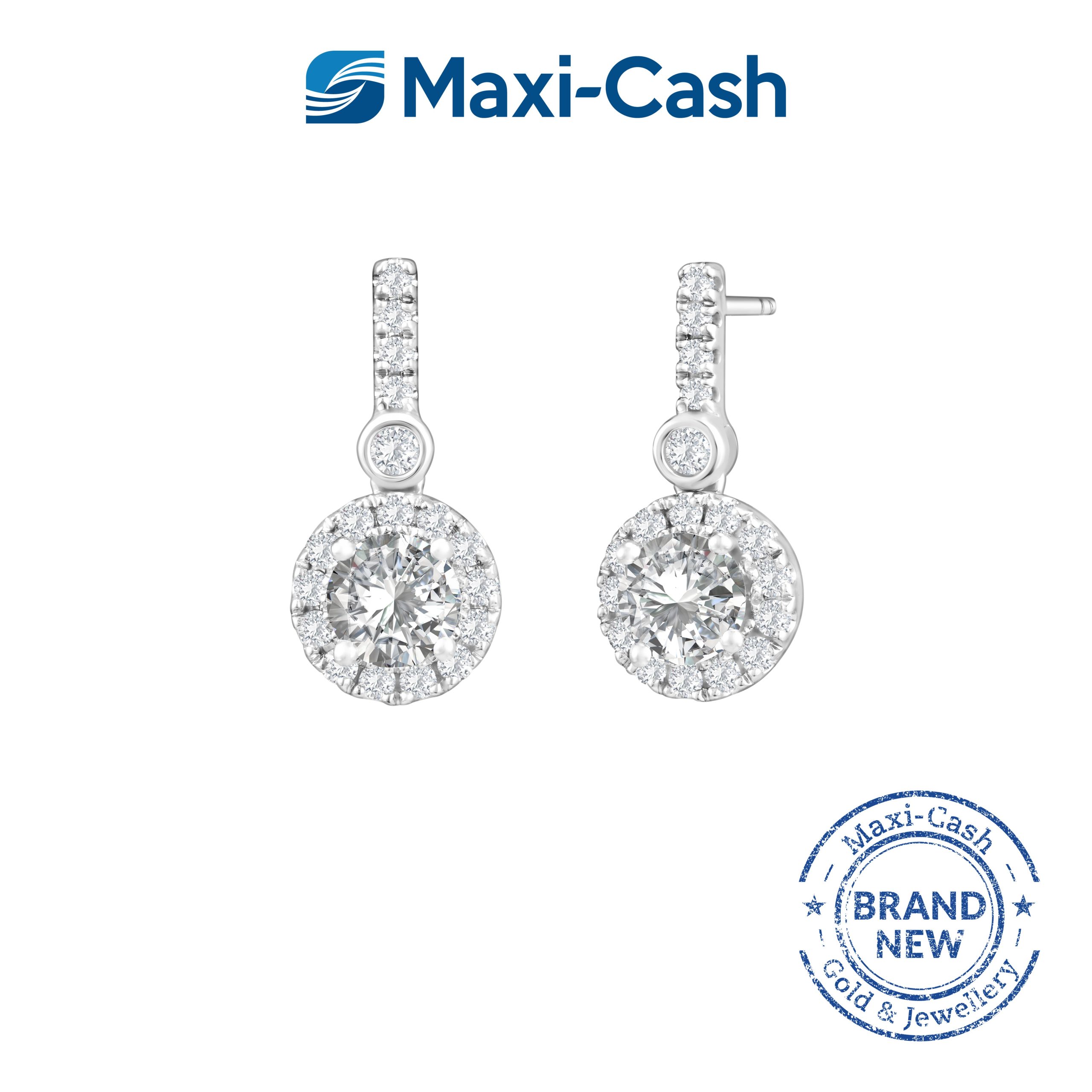 True Carat Diamond Nuevo Round Radiance Earrings in 18K White Gold