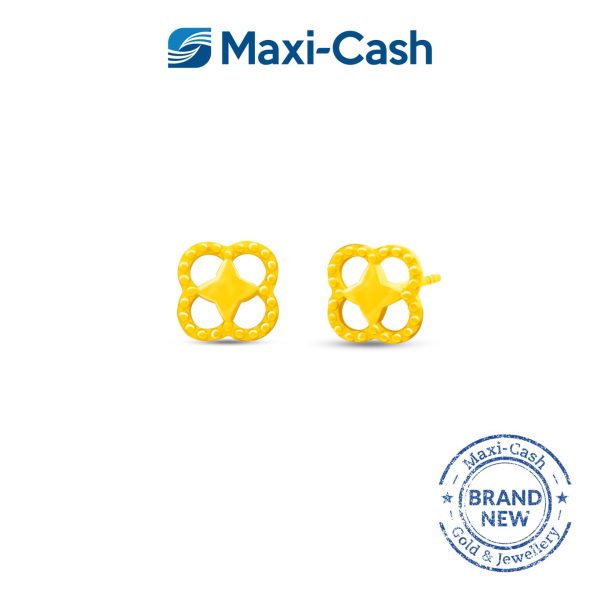 Beaded Clover Earrings in 916 Gold