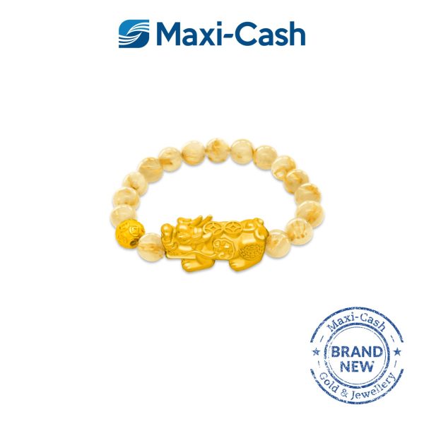 Golden Pixiu Bracelet (Golden Rutile) in 999 Gold