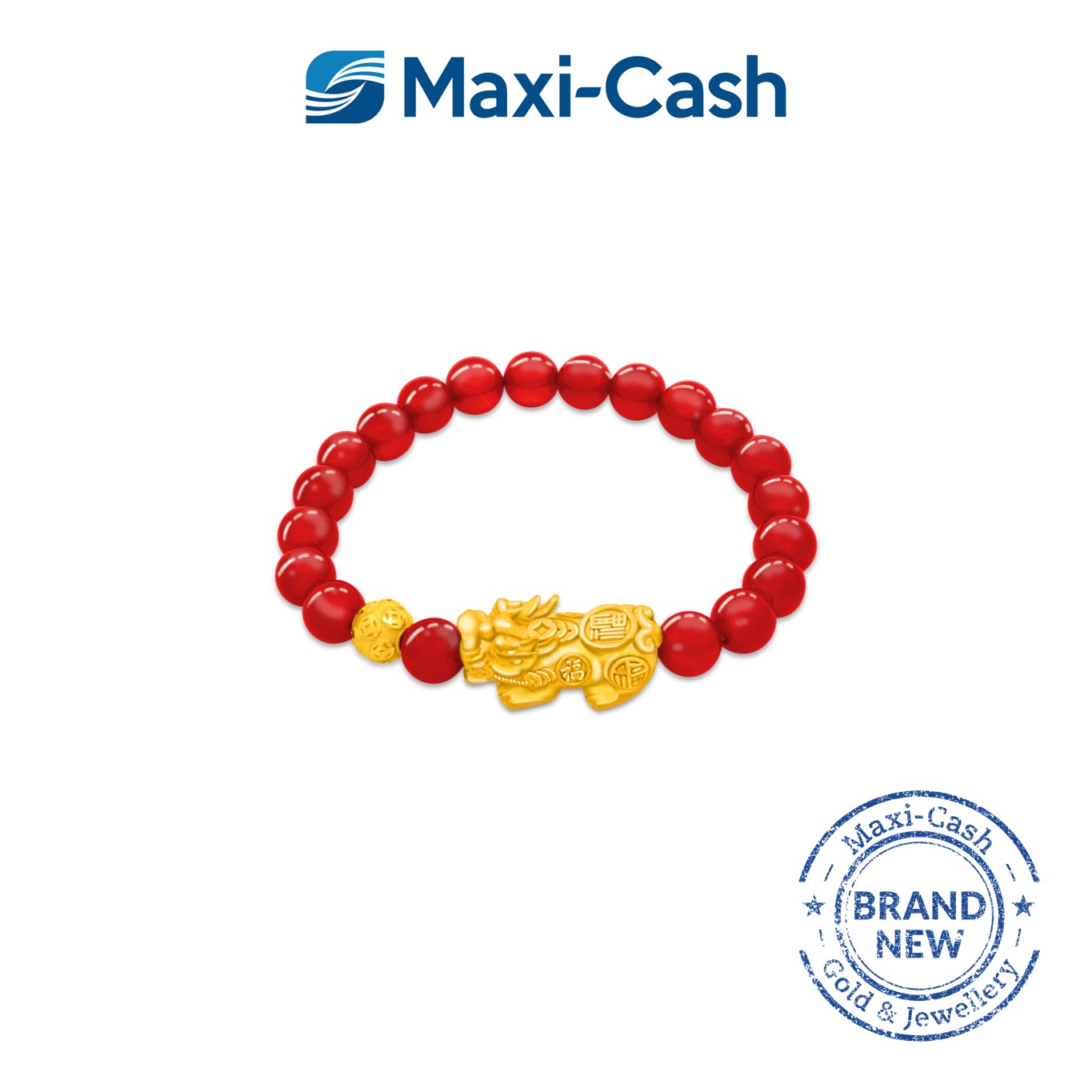 Golden Pixiu Bracelet (Red Agate) in 999 Gold