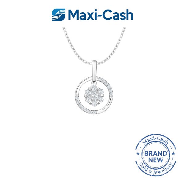 Diamond Shimmering Halo Pendant in 18K White Gold