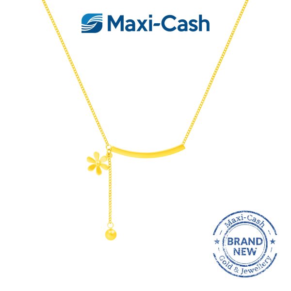 Trailing Bloom Flower Dangling Necklace in 916 Gold