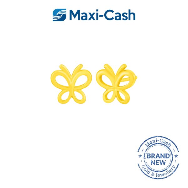 Fluttering Garden Butterfly Earrings in 916 Gold