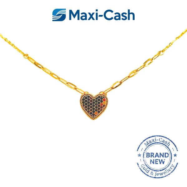 Dazzling Hive Heart Necklace in 916 Gold