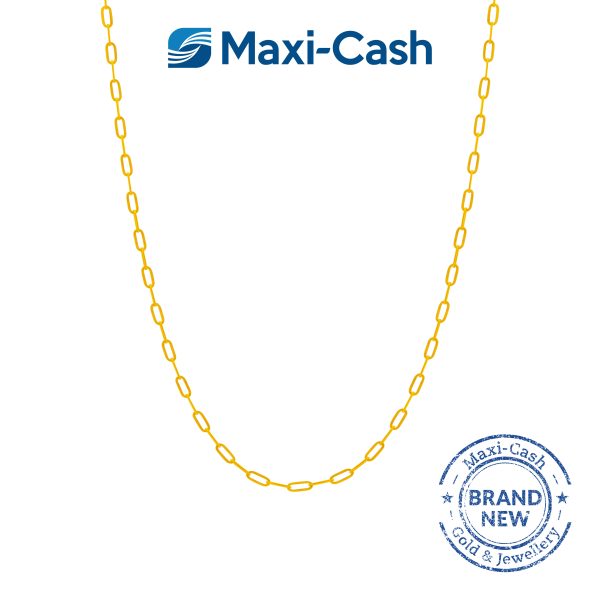 Paperclip Rectangular Link Chain in 916 Gold