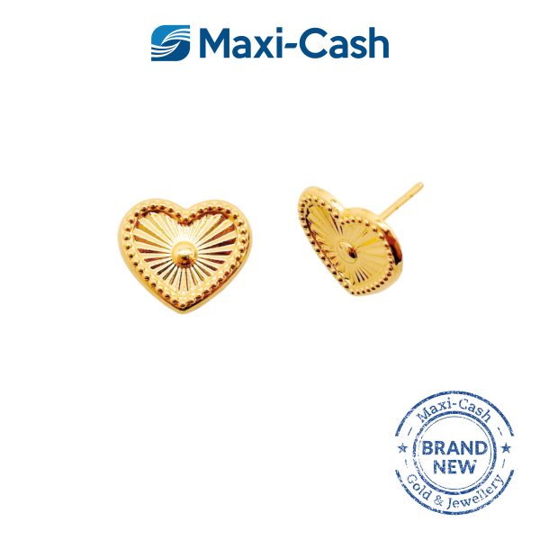 Sunshine Heart Earrings in 916 Gold